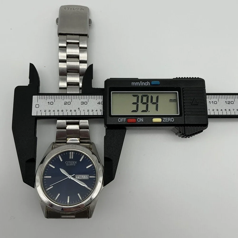 Citizen 1102-S066808 Mens Watch 39mm Blue Stainless Day Date New Battery 7.5
